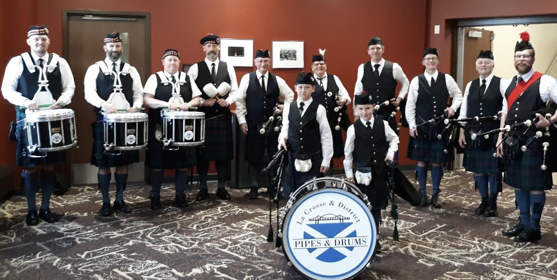 La Crosse & District Pipes & Drums performing